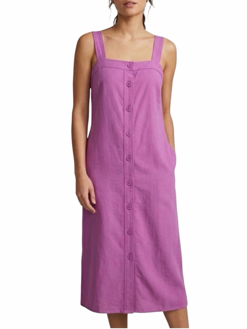 EVERLANE Relaxed Fit The Japanese GoWeave Button Front Midi Tank Dress Size 4
